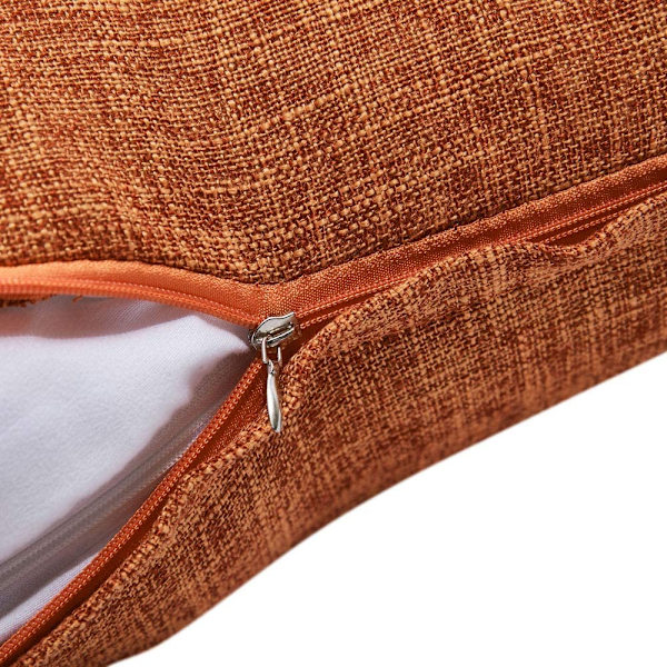Set med 2 höst-orange kuddfodral i rustikt linne, dekorativa fyrkantiga prydnadskuddfodral 18x18 tum för soffa soffdekoration