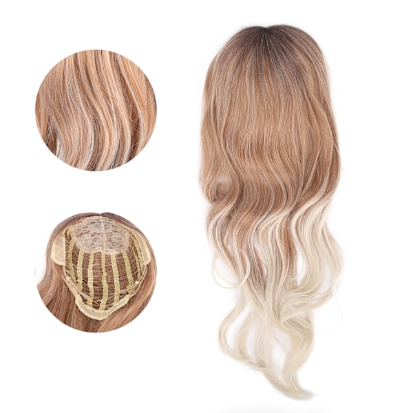 Kvinnor Lång Blond Lockig Gradient Peruk Värmebeständig Syntetisk Peruk för Fest Cosplay