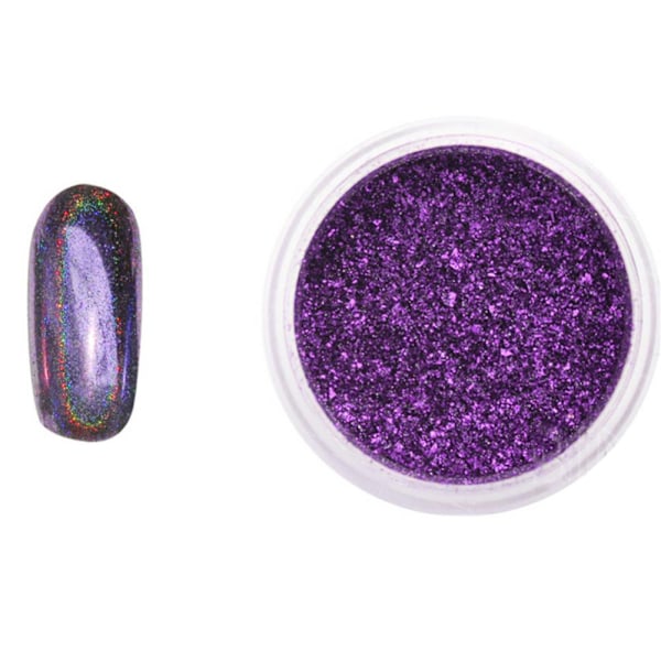 Nagelkonstdekorationer Nagel Mirror Shining Powder DIY Nails Art Glitter Powder Lila 004