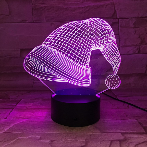 Uruzuo God Jul Gran Jultomte 3D Illusion Nattljus Leksaker Snögubbe Lampa, Skrivbord Julbelysning Födelsedagspresenter Dekorationer Fest Rum Dekor