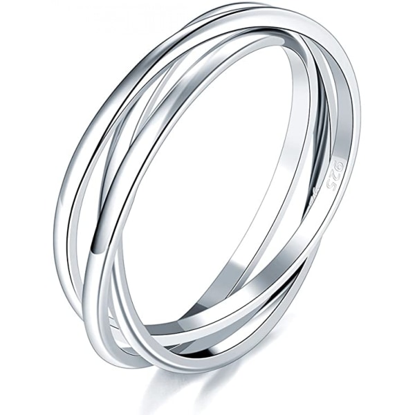 925 Sterling Silver Ring Triple Interlocked Rolling High Polish Ring ----Storlek 5