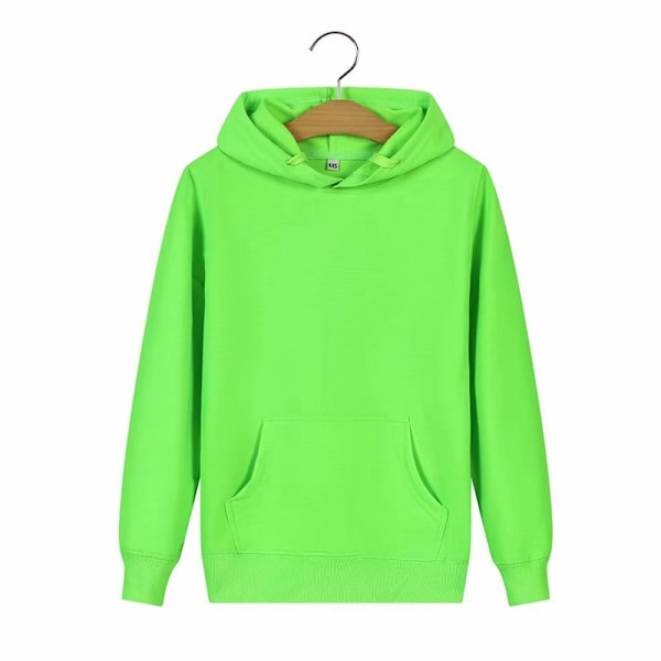 Solid Classic Hoodie Barn Soft Hooded Pullover Genser  fluorescent grønn  3XS