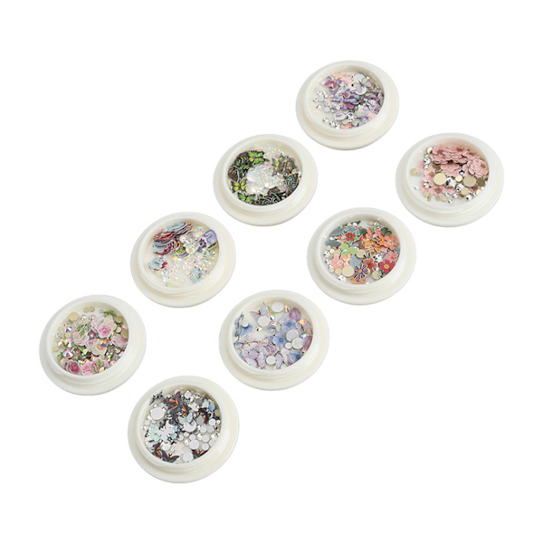 8 st Resin Blandade Nagelpaljetter Färgglada Nagelkonst Nagelglitter Paljetter Flakes DIY Design Manikyr Dekorationer