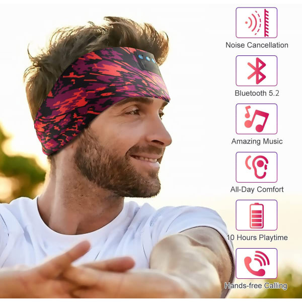 Sömnhörlurar Bluetooth Sportpannband, Ultratunna HD-stereohögtalare, Jogging, Yoga, Sömnlöshet, Sidoslipare, Flygresor