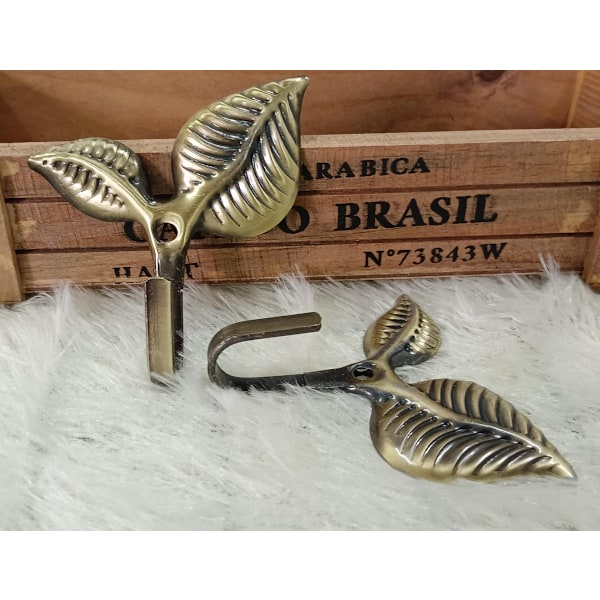 6 stk gardinholdere tilbaketrekningskroker multifunksjonelle veggkroker bronse vintage blad design