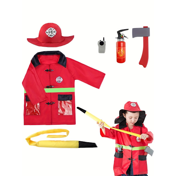 Lasten palomiesasu, taaperon palomiehen puku, palopäällikön leikkiasu, Halloween-roolileikkiasu, syntymäpäivälahja juhliin