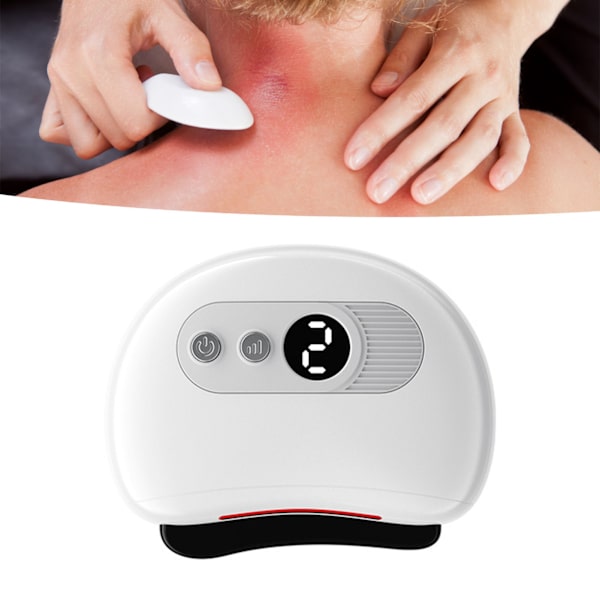 Elektrisk Gua Sha Massasjeapparat Skraping Skulptur 9 Gir Temperatur Oppvarming Justerbar Bærbar Elektronisk Gua Sha Massasjebrett Hvit