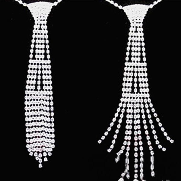 Kollektion Dam Sparkling Rhinestone Tie Inspirerad Dropp Halsband med Kaskad V Design