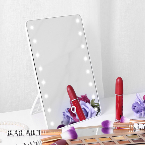 Touch Screen Makeup Mirror 16LED Dimmable Tabletop Lighted Cosmetic Vanity Mirror