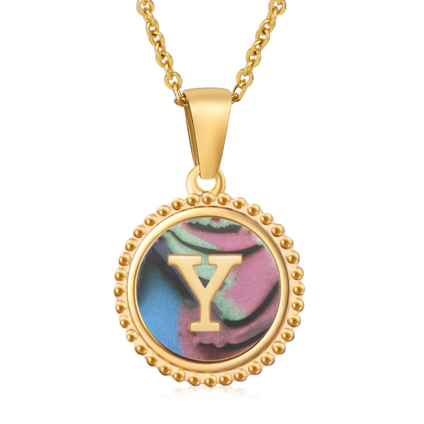 Women's Initial Necklace, 18K Gold Plated Letter Necklace, Round Gold Letter Pendant