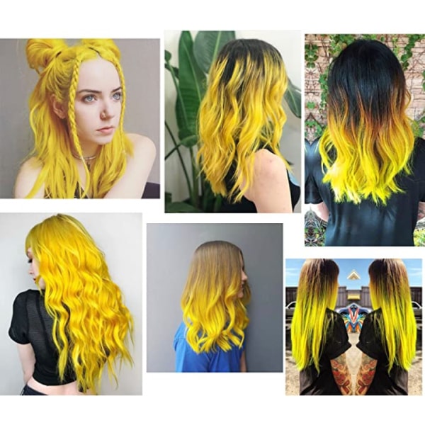 9PCS Gule Hiar Extensions Princess Party Highlight Gule Hårextensions Fargede Hårextensions Clip in/On for Jenter og Barn Jenter Hårtilbehør (