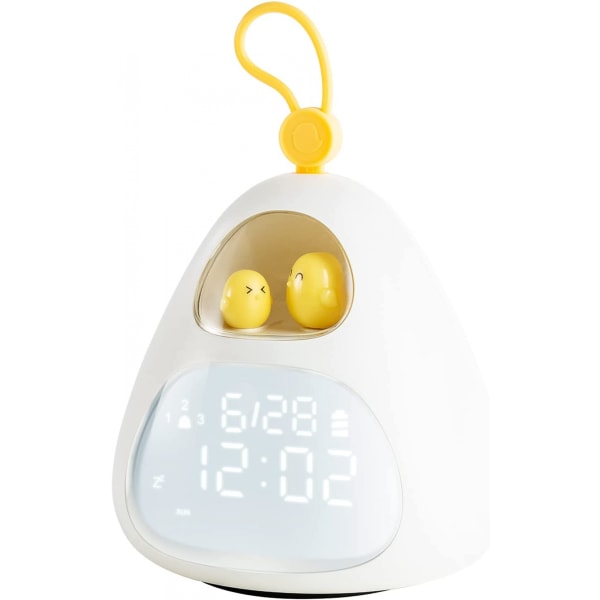Väckarklocka, med söt fågelbo nattlampa, 3 väckningsinställningar, LED-klocka för sängbord för barn i sovrummet