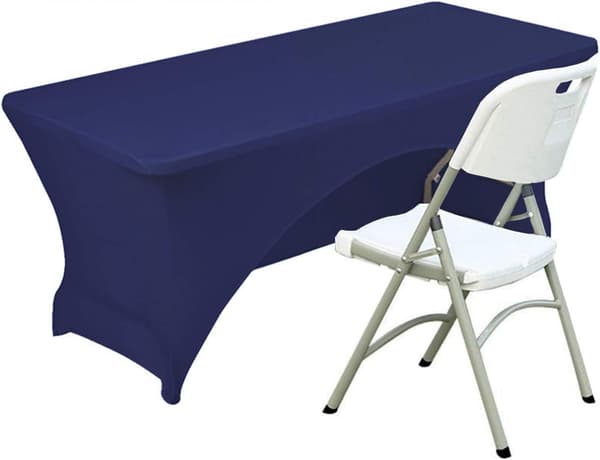 Spandex bordsduk 4 FT. Monterad polyester bordsduk stretch bordsduk bordsduk öppen bak - Marinblå