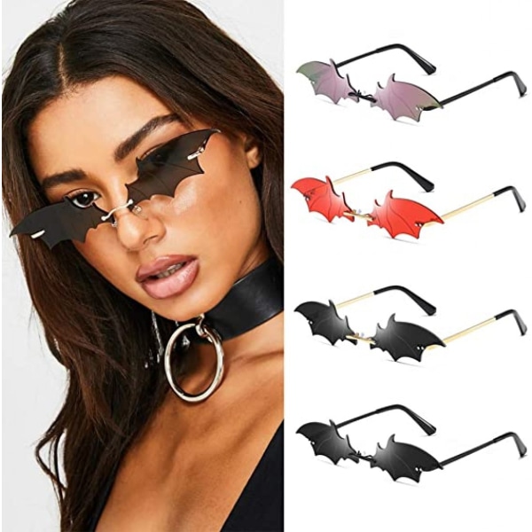 Hjärtsolglasögon för män/kvinnor utan bågar Unika solglasögon metallbal halloween färgglada glasögon