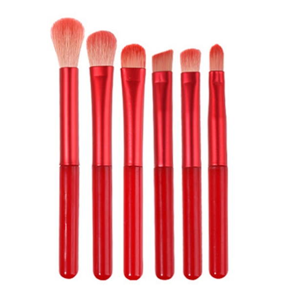 8 st Makeup Brush Set Mjuka Borst Retractable Powder Brush Mini Bärbara Makeup Borstar för Resor Vinröd