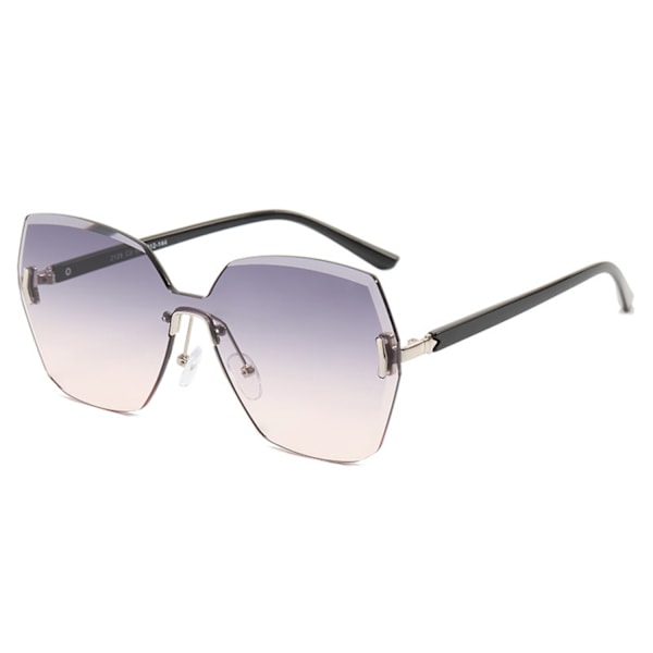 Dame Rimless Krystal Cut Solbriller Damer UV Beskyttelse Diamant Solbriller----Guld Ramme Lilla Pink Sheet
