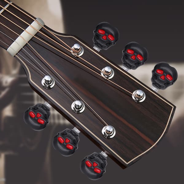 6 stk. Tuning Peg Tuning Key Button Cap Heads til Folk Elektrisk Guitar (Sort)