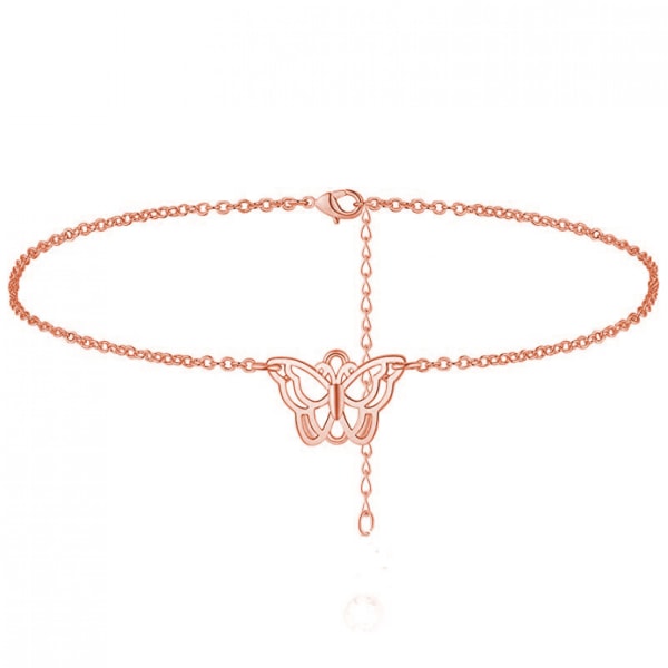 Butterfly Anklet Creative Hollow Butterfly Beach Anklet Summer Ankel for Women --- Rose Gold
