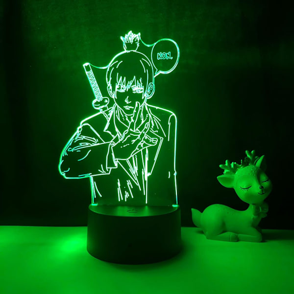 WJ 3D LED-lampe Anime Chainsaw Man til soveværelsesdekoration Natlys Børnefødselsdagsgave Manga Chainsaw Man LED-nattelys Sengebord