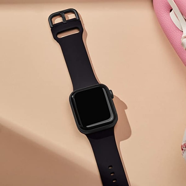 Apple Watch -ranneke, pehmeä silikoniurheiluranneke, vaihdettavissa oleva ranneke, sopii koko Iwatch-sarjaan（Musta 38 / 40 / 41 mm）