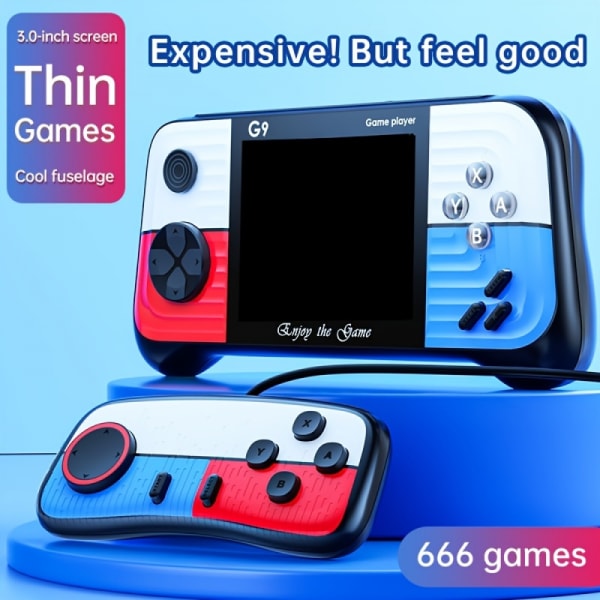 G9 Retro Portable Mini Handheld Video Game Console 8-bitars 3,0 tum/7,6 cm, med dubbla handtag, färgspelskonsol, barnpresent