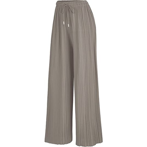Plisserade byxor för kvinnor med dragsko (sandgrå)