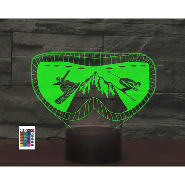 WJ 3D Skiløb Fjernbetjening 16 Farve Natlys Illusion Akryl LED Bordlampe Sengelampe Børneværelse Skrivebordsdekoration Fødselsdagsgaver Legetøj til børn