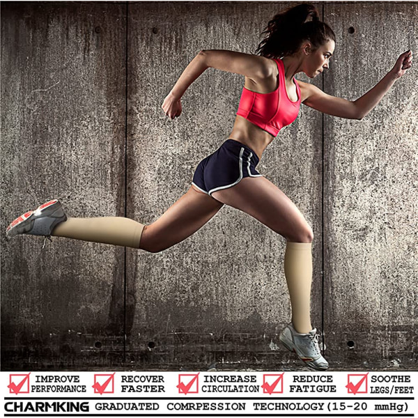 Kompressionsstrumpor för kvinnor och män cirkulation (3 par naken Large-X-Large)15-20 mmHg är det bästa stödet för atletisk löpcykling