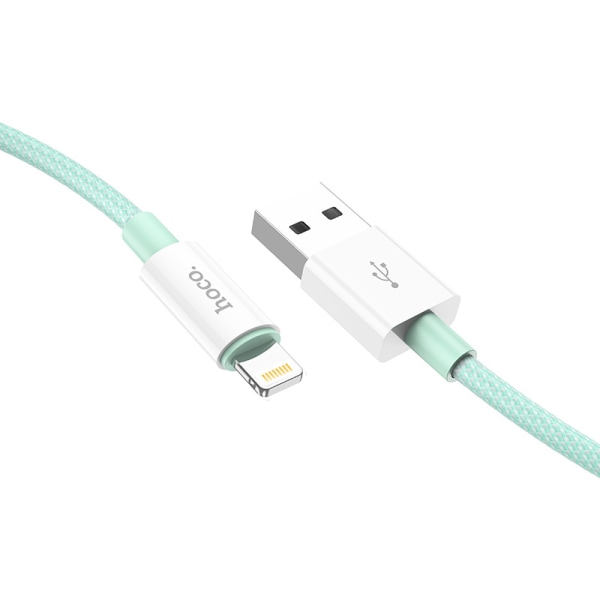 hoco. X68 äkta färg 2.4A laddningsdatakabel för iPhone Lightning nylonflätad kabel