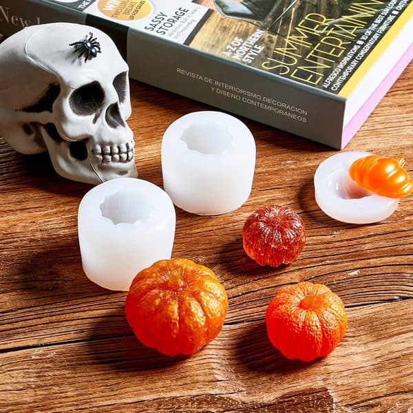 7 Stykker Græskar Silikonforme Halloween Harpiksforme Thanksgiving Lys Epoxy Mapleforme Blandede Spøgelsesforme til Efterår DIY Håndværk