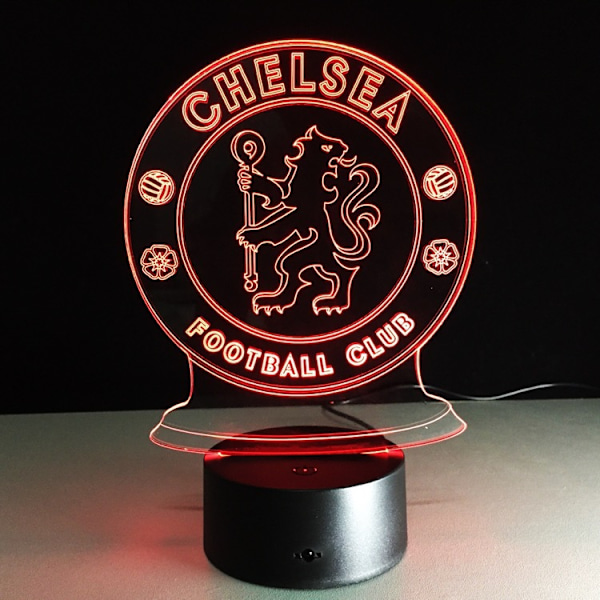 Chelsea F.C USB 3D Anime Natlampe Atmosfærisk LED Bordlampe Julegaver til fodboldfans Dekorativ lampe til børneværelset