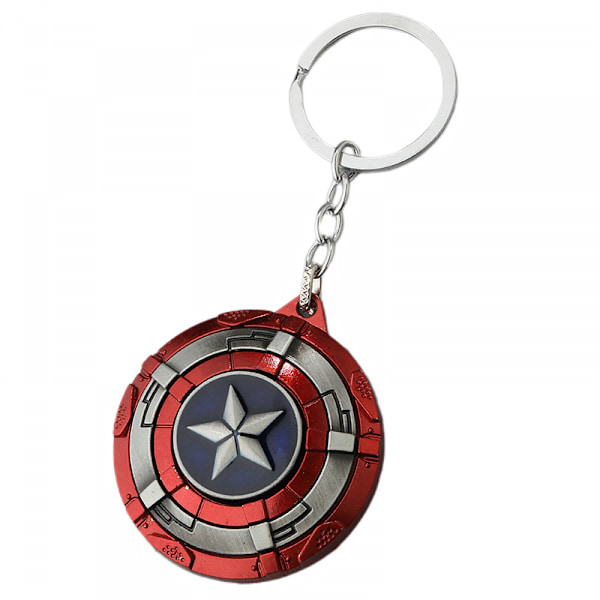 Tinnfarget Captain America nøkkelring skjold nøkkelring Avengers nøkkelring bilnøkkelanheng roterende skjold nøkkelring