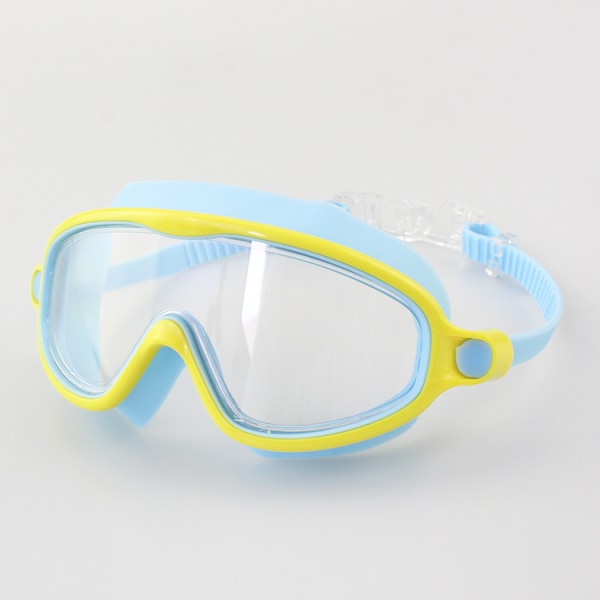 Simglasögon för barn Stor ram Vattentäta simglasögon platta genomskinliga HD tecknade simglasögon---Ljusblå
