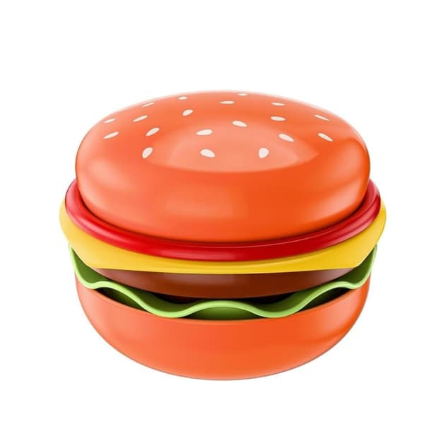 5-delt burgerformet plastikserveringssæt - ridsefaste stabelbare skåle til krydderier/snacks, legende madtema-service
