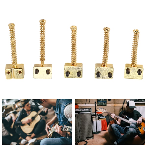 5 stk Bass Bridge String Saddles for Bass Electric Guitar Reservedel Del Spring ScrewsGolden