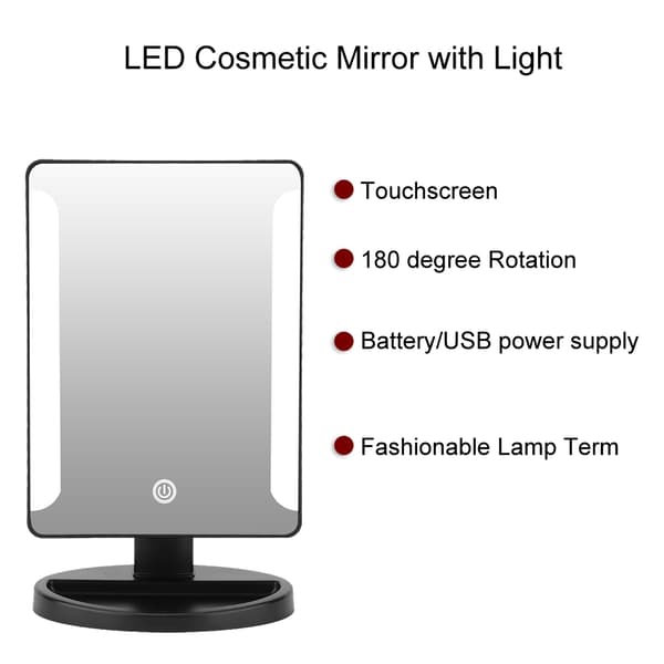 Touch Screen 38 LED Lighted Makeup Vanity Mirror Kosmetisk Spejl med 10X Manifying (Sort)