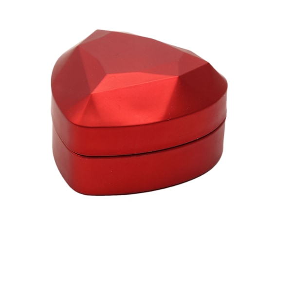 Hjärtformad LED-ring presentförpackning med sammetsinredning - Elegant smyckeskrin för bröllop, förlovning, frieri, födelsedag & årsdag red