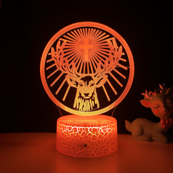 Qinwei Jagermeister Nattlampa 16 färg med fjärrkontroll 3D Illusion Lampa Dekorativa festljus för barns sovrum -- Crack Seat