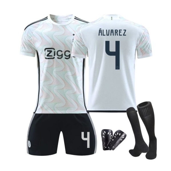 23/24 Ajax vieraskentän lasten jalkapalloasu sukkineen ja suojavarusteineen 4 ALVAREZ XL