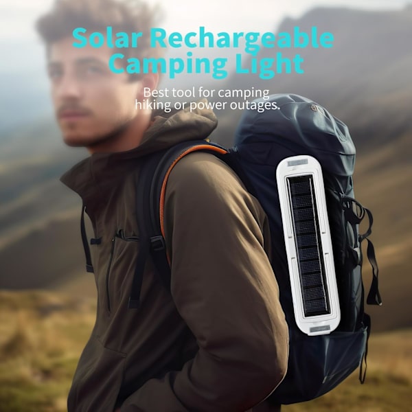 Solar Camping Lantern - Solcelle Oppladbar Campinglykt, Solcelledrevet Bærbar Powerbank, 2000 Lumen, 4 Lysmoduser LED Solar Li white