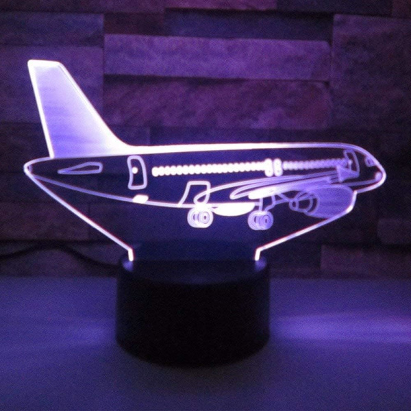 WJ 3D Flymaskin Fjernkontroll 16 Farger Nattlys Illusjon Akryl LED Bordlampe Sengelampe Barn Soverom Skrivebord Dekor Bursdagsgaver Leker for Barn