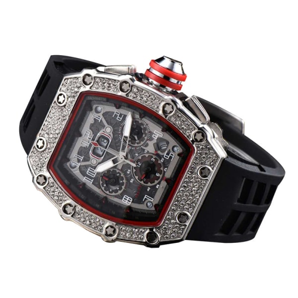 Watch Analog Automatisk Mekanisk Armbandsur Titanium Alloy Watch med silikonband Tonneau Business Timepiece (GP001)