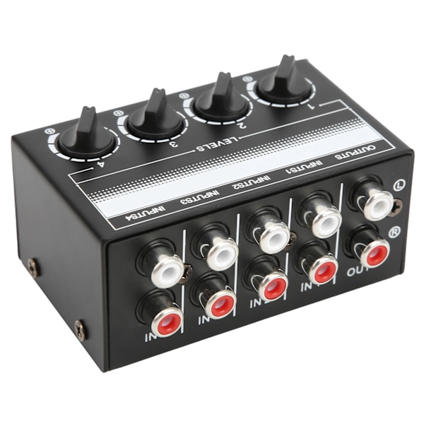 Stereo Mikser Mini Passiv Audio Signal 4-kanals Hub for Utendørs Sang Effekt Utstyr