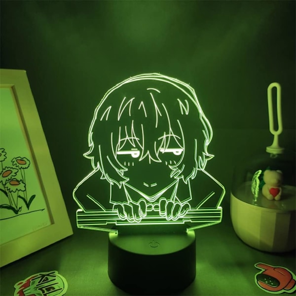WJ Anime Lampa Bungo Stray Dogs Osamu Dazai Figur 3D Nattlampa för Barn Touch/Fjärrkontroll RGB 16 Färgförändringar Rum Dekor Nakahara Chuya