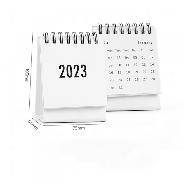 2023 Mini Pöytäkalenteri Tammikuu 2023 - Joulukuu 2023 Pieni Pöytäkalenteri Mini Kuukausittainen Pöytäkalenteri Toimisto Valkoinen