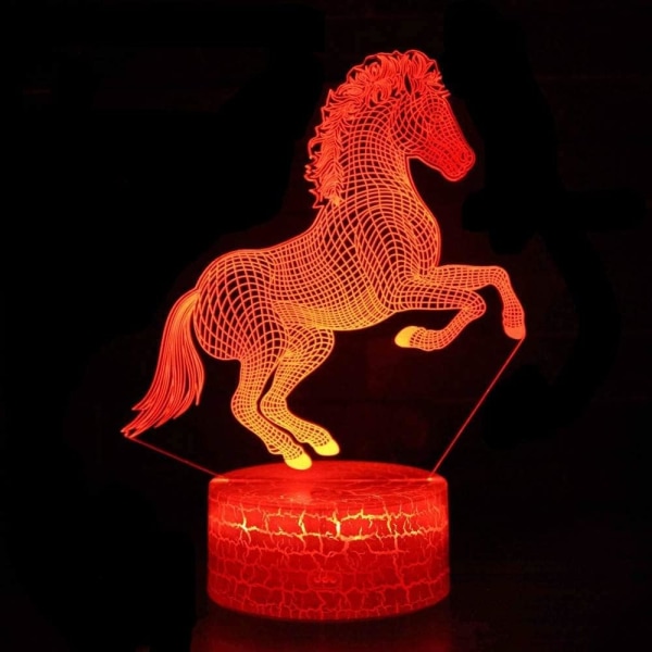 3D Häst Nattljus Bord Skrivbord Optisk Illusion leld Lampor 7 färgskiftande lampor LED Bordslampa Xmas Hem Kärlek Födelsedag Barn Dekor Leksak Present