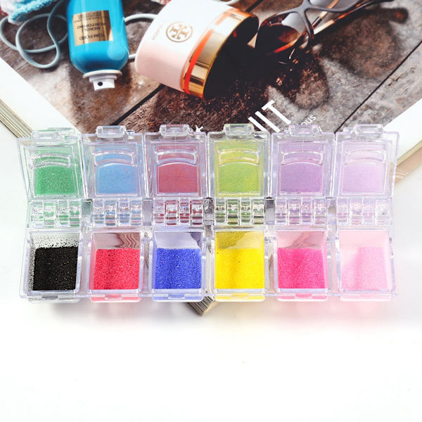 12 färger nagelkonst tips polsk UV-gel akrylpulver damm pigment 3D manikyr dekoration