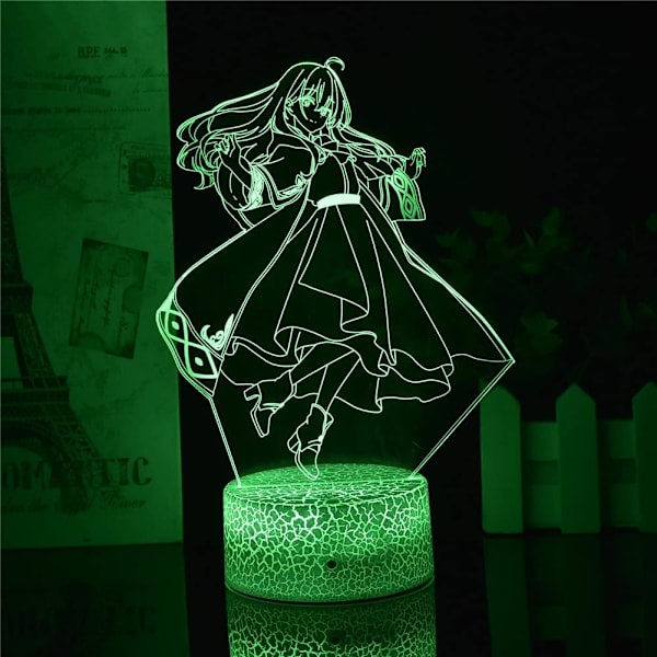 3D Vandrande Häxa Illusionslampor Anime Light Novel Resan av Elaina Lampor Fjärrkontroll/Touch LED Nattlampor (Lava Bas)