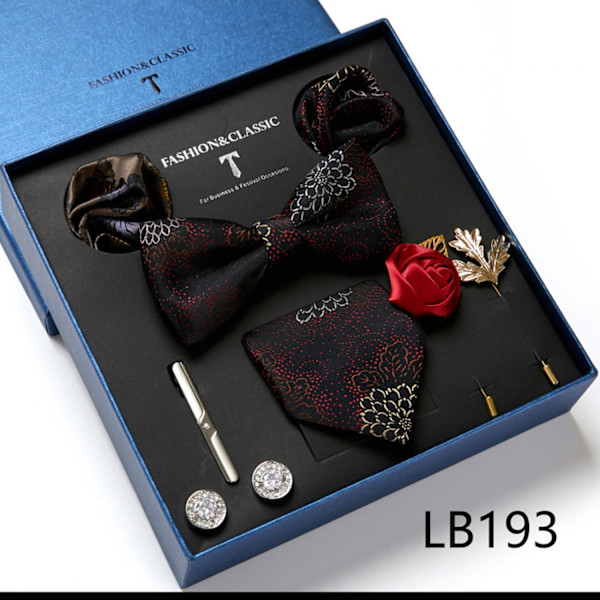 Plaid slips slips mænd slips sæt med lommetørklæde manchetknapper klassisk stribe, LB193