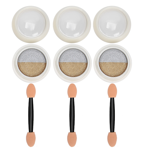 3 kpl Peili Kynsijauhe Kaksivärinen Kynsi Taide Glitter Pigmenttijauhe Manikyyri Työkalu #02 (Laser)